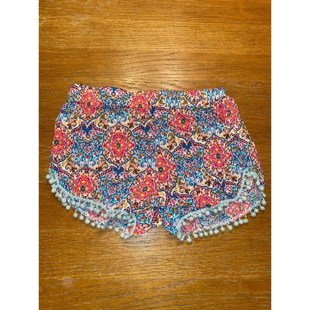 Bohemian Style Pom Pom Trim Patterned Shorts For Women